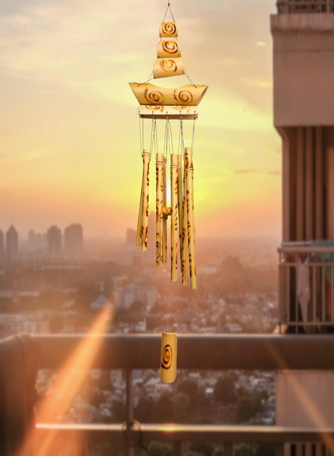 Plus Value Bamboo Wooden Wind Chimes for Home Decor, Balcony, Outdoor, Garden 8 Pipes, 26 Inches (66 cm) Positive Energy Vastu Feng Shui Windchime - Image 4